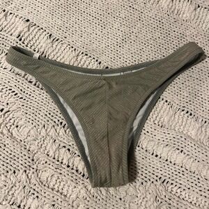 Green sparkly bikini bottoms with gold strips